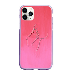 Чехол iPhone 11 Pro матовый Девушка с помадой, цвет: 3D-светло-сиреневый