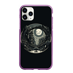 Чехол iPhone 11 Pro матовый Ночная улица, цвет: 3D-фиолетовый