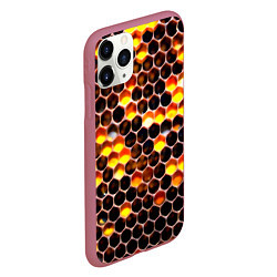 Чехол iPhone 11 Pro матовый Медовые пчелиные соты, цвет: 3D-малиновый — фото 2