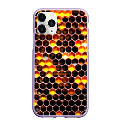Чехол iPhone 11 Pro матовый Медовые пчелиные соты, цвет: 3D-светло-сиреневый
