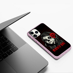 Чехол iPhone 11 Pro матовый Санта Муэрте - Memento Mori, цвет: 3D-розовый — фото 2