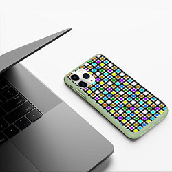 Чехол iPhone 11 Pro матовый Геометрический узор в клетку разноцветный, цвет: 3D-салатовый — фото 2