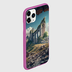 Чехол iPhone 11 Pro матовый Руины от нейросети, цвет: 3D-фиолетовый — фото 2