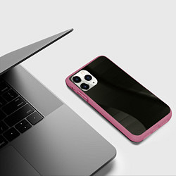 Чехол iPhone 11 Pro матовый Чёрные геометрические металлические листы, цвет: 3D-малиновый — фото 2