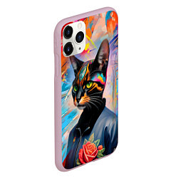 Чехол iPhone 11 Pro матовый Кошечка следящая за модой - нейросеть, цвет: 3D-розовый — фото 2