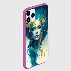 Чехол iPhone 11 Pro матовый Золотая богиня акварель, цвет: 3D-фиолетовый — фото 2