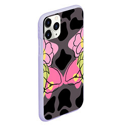 Чехол iPhone 11 Pro матовый Леопардовый принт и цветы, цвет: 3D-светло-сиреневый — фото 2