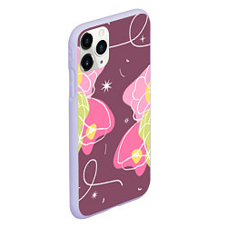 Чехол iPhone 11 Pro матовый Звезды в цветах лайн, цвет: 3D-светло-сиреневый — фото 2