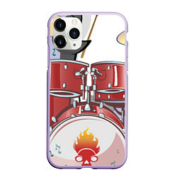 Чехол iPhone 11 Pro матовый Пингвин- барабанщик, цвет: 3D-светло-сиреневый
