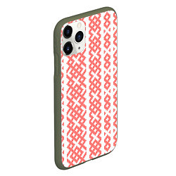 Чехол iPhone 11 Pro матовый Абстрактный красный ребристый паттерн, цвет: 3D-темно-зеленый — фото 2