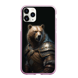 Чехол iPhone 11 Pro матовый Медведь в доспехах, цвет: 3D-розовый