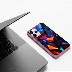 Чехол iPhone 11 Pro матовый Неоновые абстрактные плиты, цвет: 3D-малиновый — фото 2