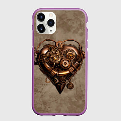 Чехол iPhone 11 Pro матовый Стимпанк сердце, цвет: 3D-фиолетовый