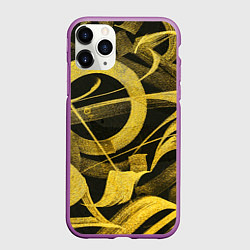 Чехол iPhone 11 Pro матовый Gold Calligraphic, цвет: 3D-фиолетовый