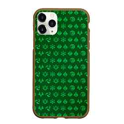 Чехол iPhone 11 Pro матовый Паттерн элементали под дендро, цвет: 3D-коричневый