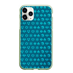 Чехол iPhone 11 Pro матовый Паттерн элементали под крио, цвет: 3D-салатовый