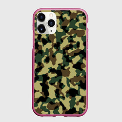 Чехол iPhone 11 Pro матовый Военный камуфляж, цвет: 3D-малиновый