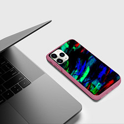 Чехол iPhone 11 Pro матовый Мазки кистью, цвет: 3D-малиновый — фото 2