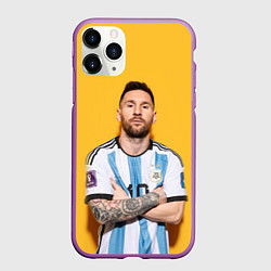 Чехол iPhone 11 Pro матовый Lionel Messi 10, цвет: 3D-фиолетовый