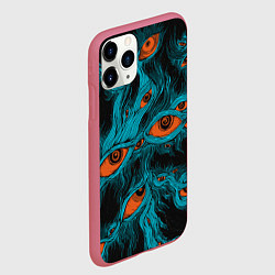 Чехол iPhone 11 Pro матовый Винтажные глаза пиксельные, цвет: 3D-малиновый — фото 2