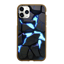 Чехол iPhone 11 Pro матовый Голубая светящаяся неоновая лава, цвет: 3D-коричневый