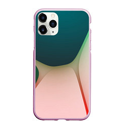 Чехол iPhone 11 Pro матовый Абстрактные зелёные и розовые пластины, цвет: 3D-розовый