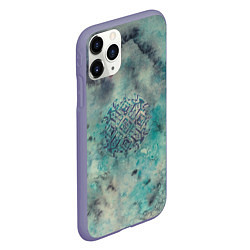 Чехол iPhone 11 Pro матовый Мандала спокойствия, космос, синяя, цвет: 3D-серый — фото 2