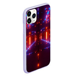 Чехол iPhone 11 Pro матовый Неоновые разнообразные абстрактные лучи, цвет: 3D-светло-сиреневый — фото 2