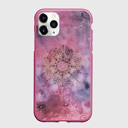 Чехол iPhone 11 Pro матовый Мандала гармонии, фиолетовая, космос, цвет: 3D-малиновый