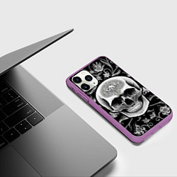 Чехол iPhone 11 Pro матовый Винтажный череп, цвет: 3D-фиолетовый — фото 2