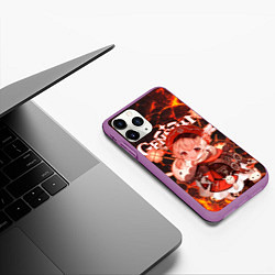 Чехол iPhone 11 Pro матовый Кли на фоне раскаленной лавы, цвет: 3D-фиолетовый — фото 2