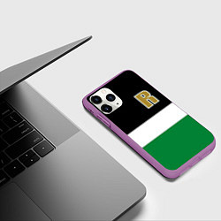 Чехол iPhone 11 Pro матовый Буква R цветные полосы, цвет: 3D-фиолетовый — фото 2