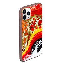 Чехол iPhone 11 Pro матовый Брызги краски - красные, оранжевые разводы, цвет: 3D-коричневый — фото 2