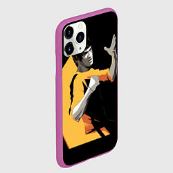 Чехол iPhone 11 Pro матовый Брюс Ли арт, цвет: 3D-фиолетовый — фото 2