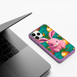 Чехол iPhone 11 Pro матовый Pink rabbit, цвет: 3D-фиолетовый — фото 2