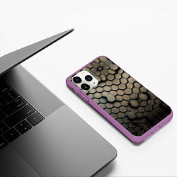 Чехол iPhone 11 Pro матовый Сталь и соты, цвет: 3D-фиолетовый — фото 2