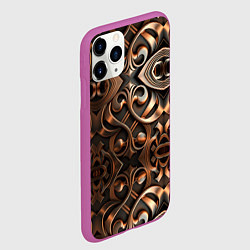 Чехол iPhone 11 Pro матовый Золотой узор - паттерн, цвет: 3D-фиолетовый — фото 2