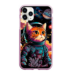 Чехол iPhone 11 Pro матовый Милый котик из космоса, цвет: 3D-розовый
