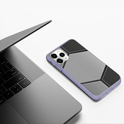 Чехол iPhone 11 Pro матовый Серебряные металлические пластины, цвет: 3D-светло-сиреневый — фото 2