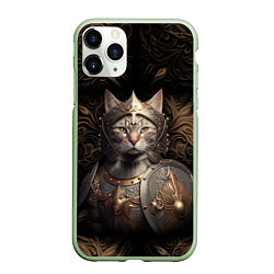 Чехол iPhone 11 Pro матовый Кот в доспехах, цвет: 3D-салатовый
