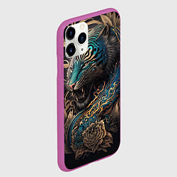 Чехол iPhone 11 Pro матовый Тигр Irezumi, цвет: 3D-фиолетовый — фото 2