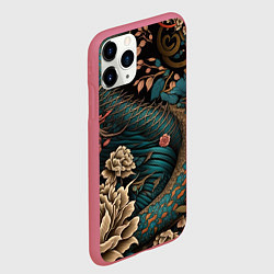 Чехол iPhone 11 Pro матовый Японский змей Irezumi, цвет: 3D-малиновый — фото 2