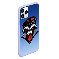 Чехол iPhone 11 Pro матовый Морпех-енот, цвет: 3D-светло-сиреневый — фото 2