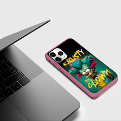 Чехол iPhone 11 Pro матовый Клоун Красти из Симпсонов, цвет: 3D-малиновый — фото 2