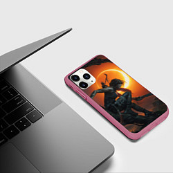 Чехол iPhone 11 Pro матовый Lara Croft, цвет: 3D-малиновый — фото 2