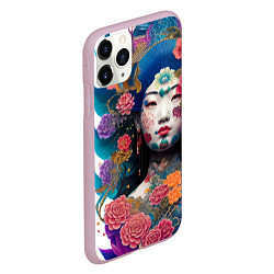 Чехол iPhone 11 Pro матовый Japan style - tattoo - art, цвет: 3D-розовый — фото 2