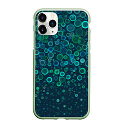 Чехол iPhone 11 Pro матовый Изумрудные круги Абстракция, цвет: 3D-салатовый