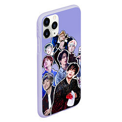 Чехол iPhone 11 Pro матовый Айдолы бтс стикеры, цвет: 3D-светло-сиреневый — фото 2