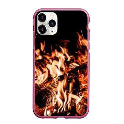 Чехол iPhone 11 Pro матовый Огонь-пламя, цвет: 3D-малиновый