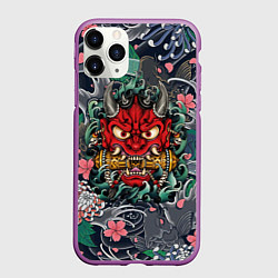 Чехол iPhone 11 Pro матовый Irazumi devil и волны, цвет: 3D-фиолетовый